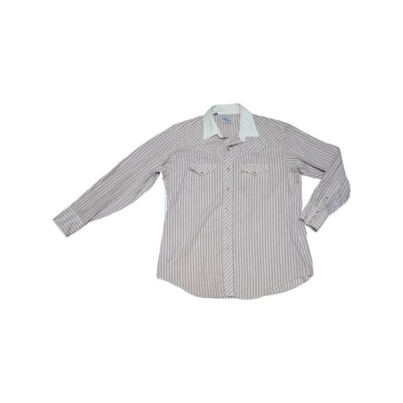 Vintage Kenny Rogers Western Snap Button Down Shirt Striepd Red White Cowboy XL - Picture 1 of 6